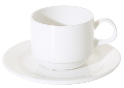 PRIMA RANGE-TEA/COFFEE STACKING CUP & DOUBLE WELL SAUCER (Note: Please specify order code for correct sizes/product when placing order)