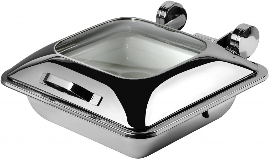 INDUCTION ‘SMART W’ RANGE -INDUCTION SQUARE ‘SMART W’ WITH GLASS LID 18/10 S/STEEL