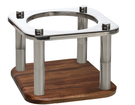 DOMINO – 25cm COMPLETE MODULE -DISH STAND ROUND S/STEEL & ACACIA