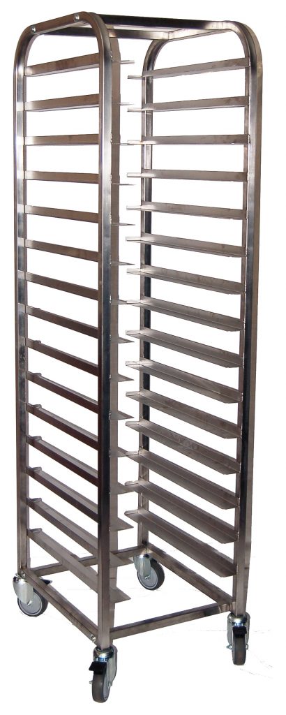 MOBILE TRAY TROLLEY – 15 SHELVES