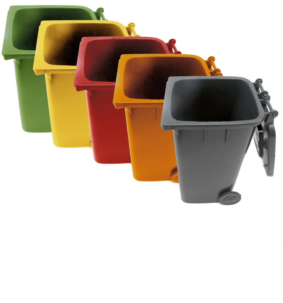MOBILE REFUSE BIN -130Lt – RED (TIN CANS)
